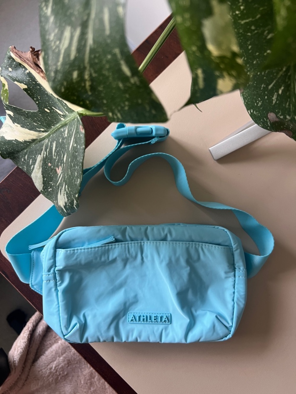 Athleta Light Blue Nylon Crossbody Belt Bag